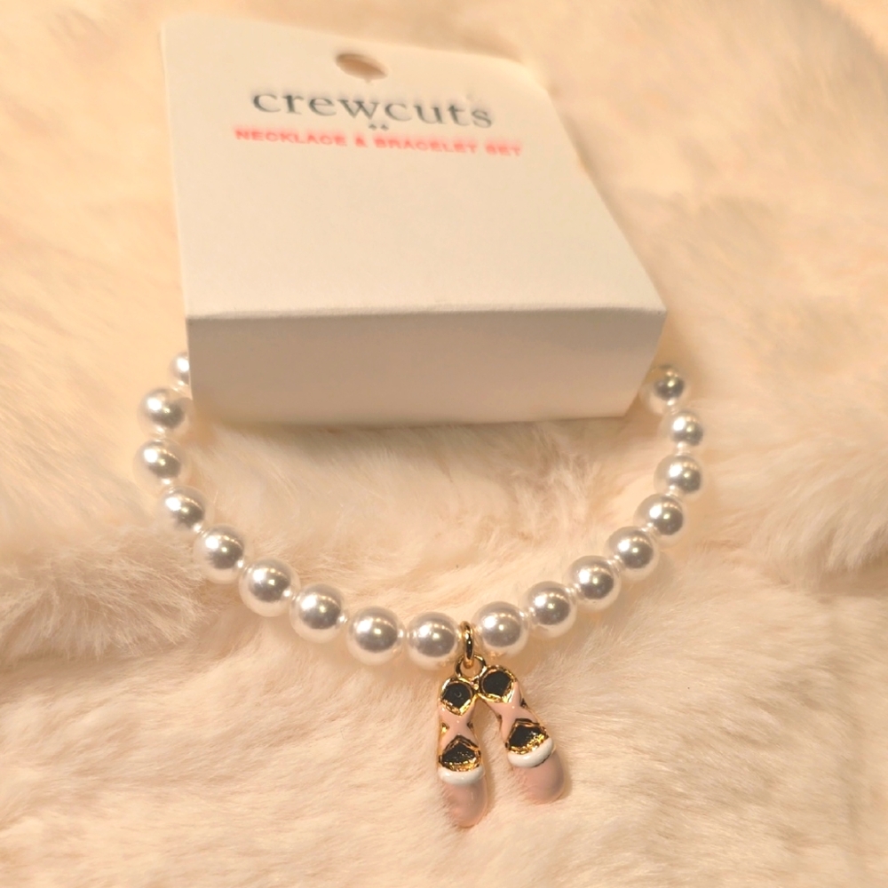 NWT J.Crew Crew Cuts  bracelet pearl ballerina ballet slippers